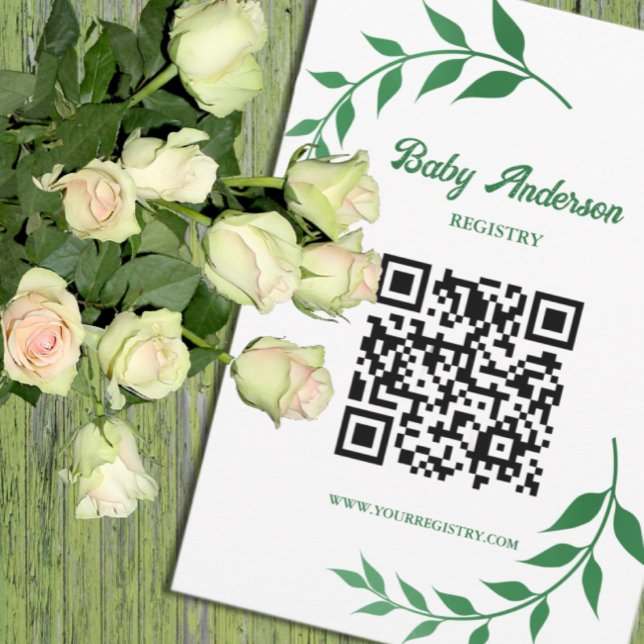Chic Greenery Baby Shower Registry Begleitkarte (Von Creator hochgeladen)