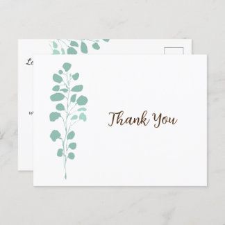 Chic Greenery Botanical Danke Postcard Postkarte