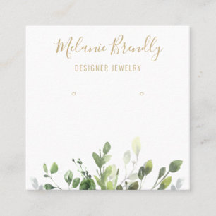 Chic Greenery Gold White Juwelry Earring Display Quadratische Visitenkarte