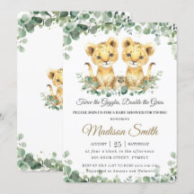 Chic Greenery Lion Cubs Twins Boys Baby Dusche