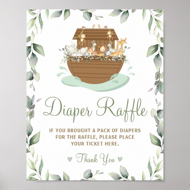 Chic Greenery Noah's Ark Baby Duwer Windelwanne Poster (Vorne)