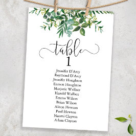 Chic greenery wedding table plan, modern font einladung