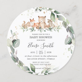 Chic Greenery Woodland Animals Baby Dusche neutral Einladung
