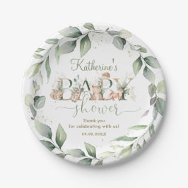 Chic Greenery Woodland Animals Baby Dusche neutral Pappteller
