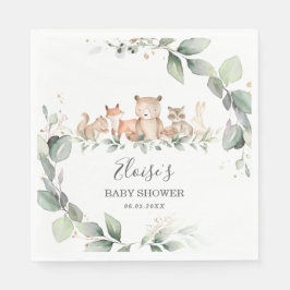 Chic Greenery Woodland Animals Baby Dusche neutral Serviette