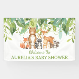 Chic Greenery Woodland Tiere Willkommen Hintergrun Banner