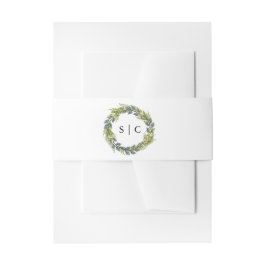 Chic Greenery Wreath Monogram Wedding Einladungsbanderole