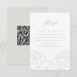 Chic Grey Floral Wedding RSVP mit QR Code Karte