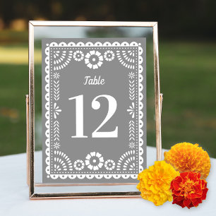 Chic Grey Papel Picado Mariage Numéro de table