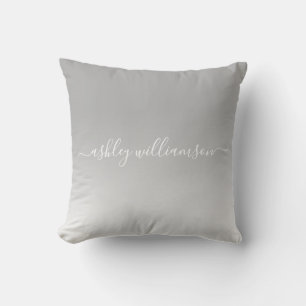 Chic Grey White Ombre Effect Monogram Name Kissen