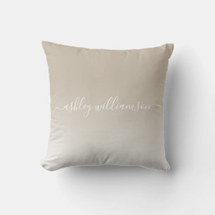 Chic Grey White Ombre Effect Monogram Name Kissen