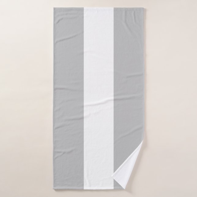 Chic gris clair blanc forme de navire rayures naut (Serviette de bain)