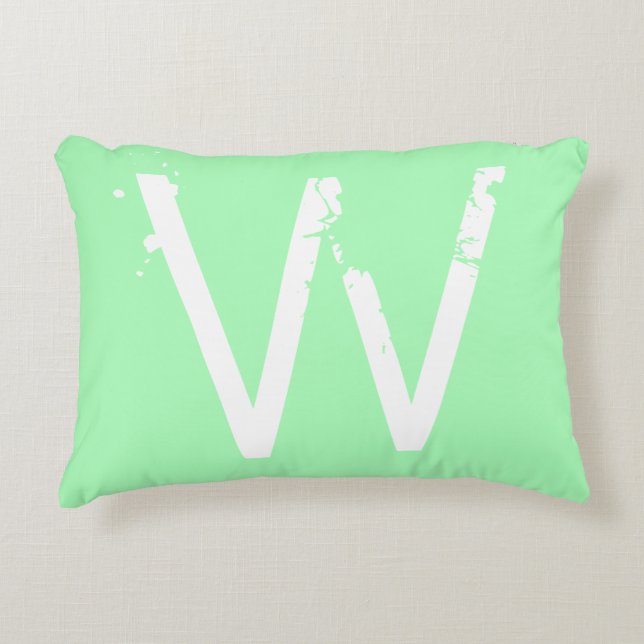 Chic Grunge Monogram Minze Green Dekokissen (Vorderseite)