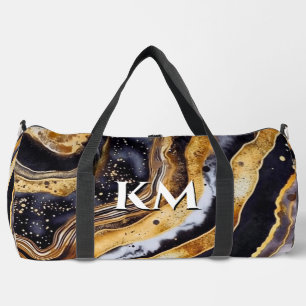 Chic gürtelschwarze Marmorkunst bedruckt Duffle Bag