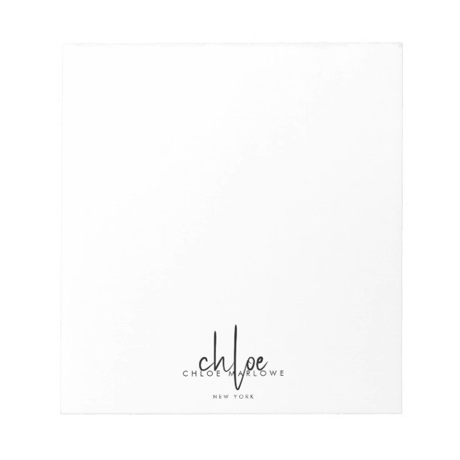 Chic Hair Stylist Minimalist Monogram  Notizblock (Vorderseite)