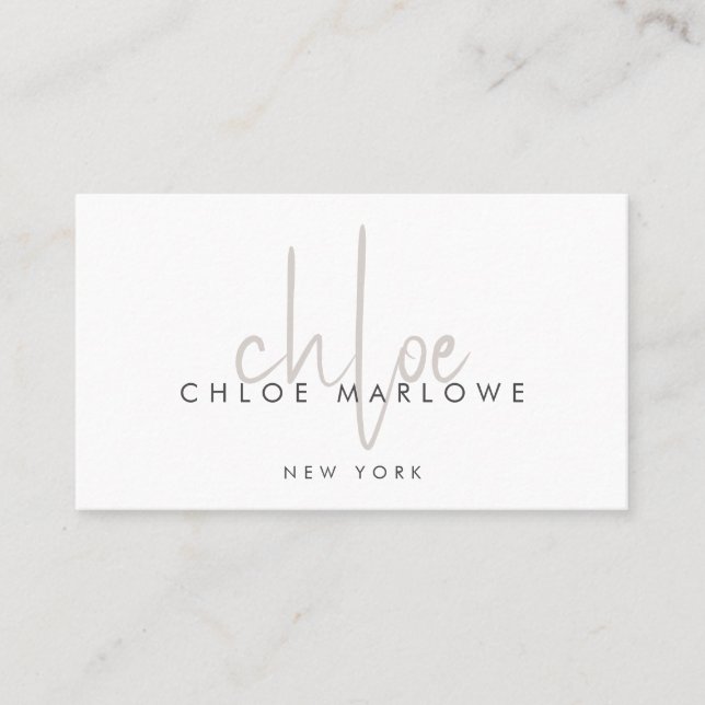 Chic Hair Stylist Minimalistisch Monogram Visitenkarte (Vorderseite)