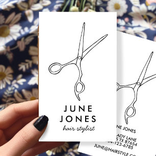 Chic Hair Stylist Scissors Salon Minimal B&W Visitenkarte