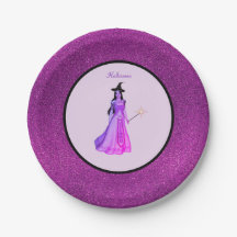 Chic Halloween Hexe auf Violett & Glitzer lila