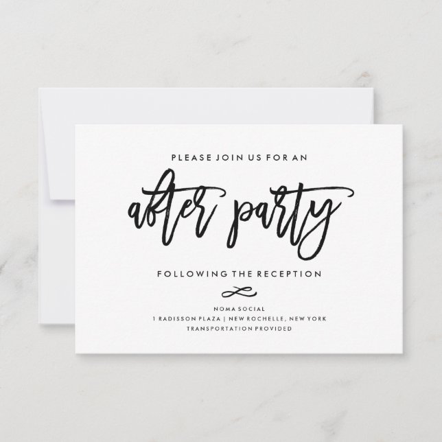 Chic-Hand beschriftete Hochzeit nach Party Einladung (Vorderseite)