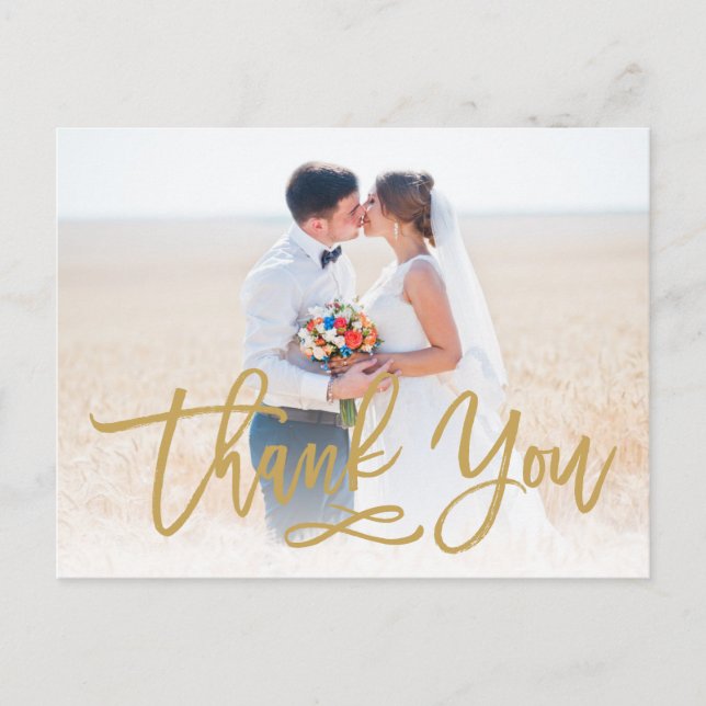 Chic Hand Briefings Hochzeit Vielen Dank Postcard  Postkarte (Vorderseite)