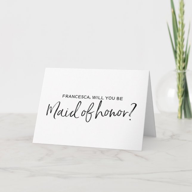 Chic Hand buchstabiert Werden Sie meine Trauzeugin Einladung (Vorderseite)
