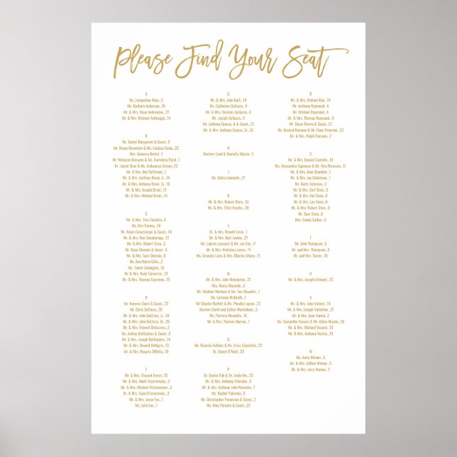 Chic Hand Letted Alphabetitic Seekarte Poster (Vorne)