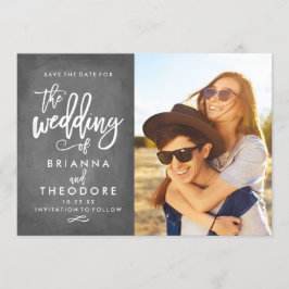 Chic Hand Letted Chalkboard Save the Date Foto