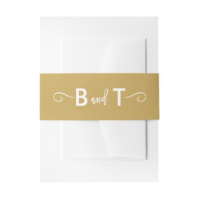 Chic Hand Letted Gold Einladung Bauchband Einladungsbanderole (Vorderseite Beispiel)