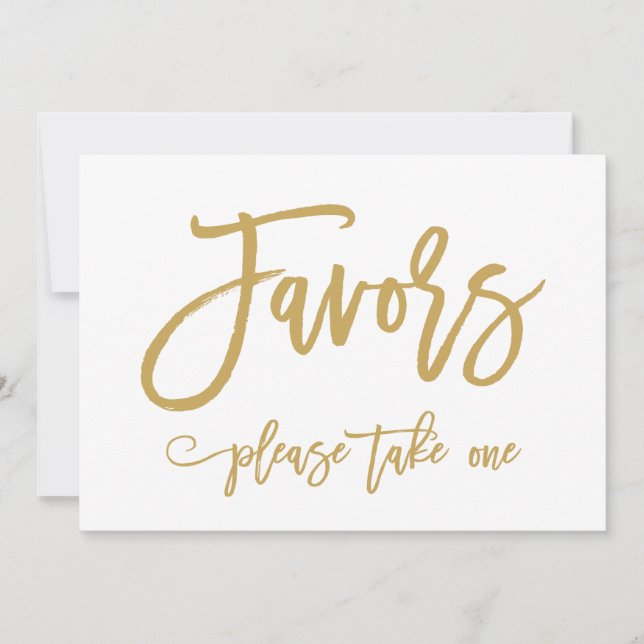 Chic Hand Letted Gold Gastgeschenke Hochzeiten sig Einladung (Vorderseite)