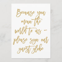 Chic Hand Letted Gold Globe-Zeichen