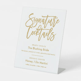 Chic Hand Letted Gold Signature Cocktails Menü Sockelschild