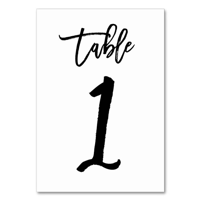 Chic Hand Letted Tischnummer Card | Tabelle 1 (Vorderseite)