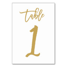 Chic Hand Letted Tischnummer Gold | Tabelle 1