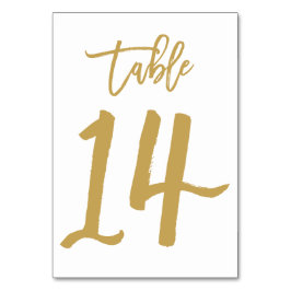 Chic Hand Letted Tischnummer Gold | Tabelle 14
