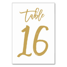 Chic Hand Letted Tischnummer Gold | Tabelle 16