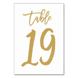 Chic Hand Letted Tischnummer Gold | Tabelle 19