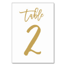 Chic Hand Letted Tischnummer Gold | Tabelle 2