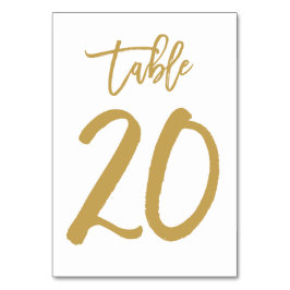 Chic Hand Letted Tischnummer Gold | Tabelle 20