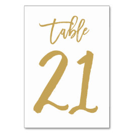 Chic Hand Letted Tischnummer Gold | Tabelle 21