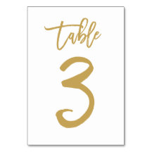 Chic Hand Letted Tischnummer Gold | Tabelle 3