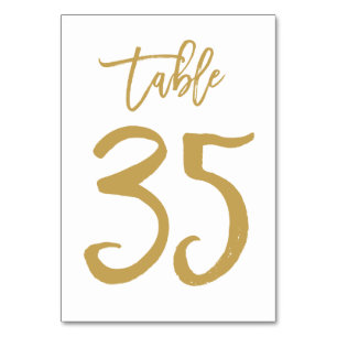 Chic Hand Letted Tischnummer Gold Tabelle 35