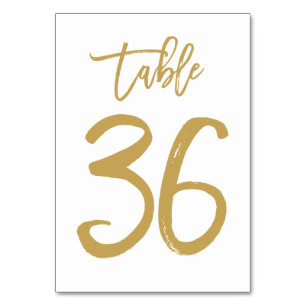 Chic Hand Letted Tischnummer Gold   Tabelle 36