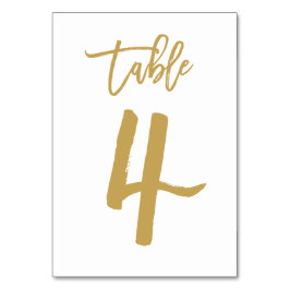 Chic Hand Letted Tischnummer Gold | Tabelle 4