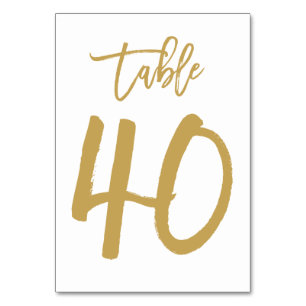 Chic Hand Letted Tischnummer Gold   Tabelle 40