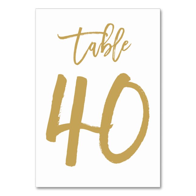 Chic Hand Letted Tischnummer Gold | Tabelle 40 (Vorderseite)