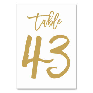 Chic Hand Letted Tischnummer Gold Tabelle 43