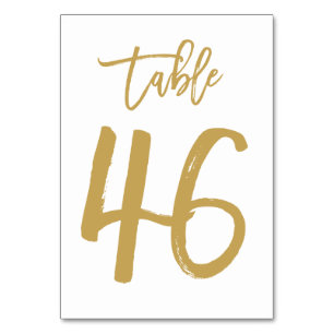 Chic Hand Letted Tischnummer Gold   Tabelle 46