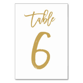 Chic Hand Letted Tischnummer Gold | Tabelle 6
