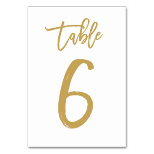 Chic Hand Letted Tischnummer Gold   Tabelle 6