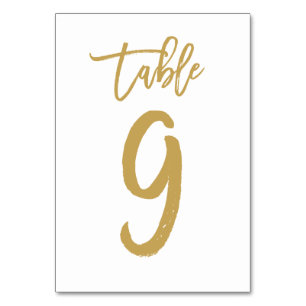 Chic Hand Letted Tischnummer Gold   Tabelle 9